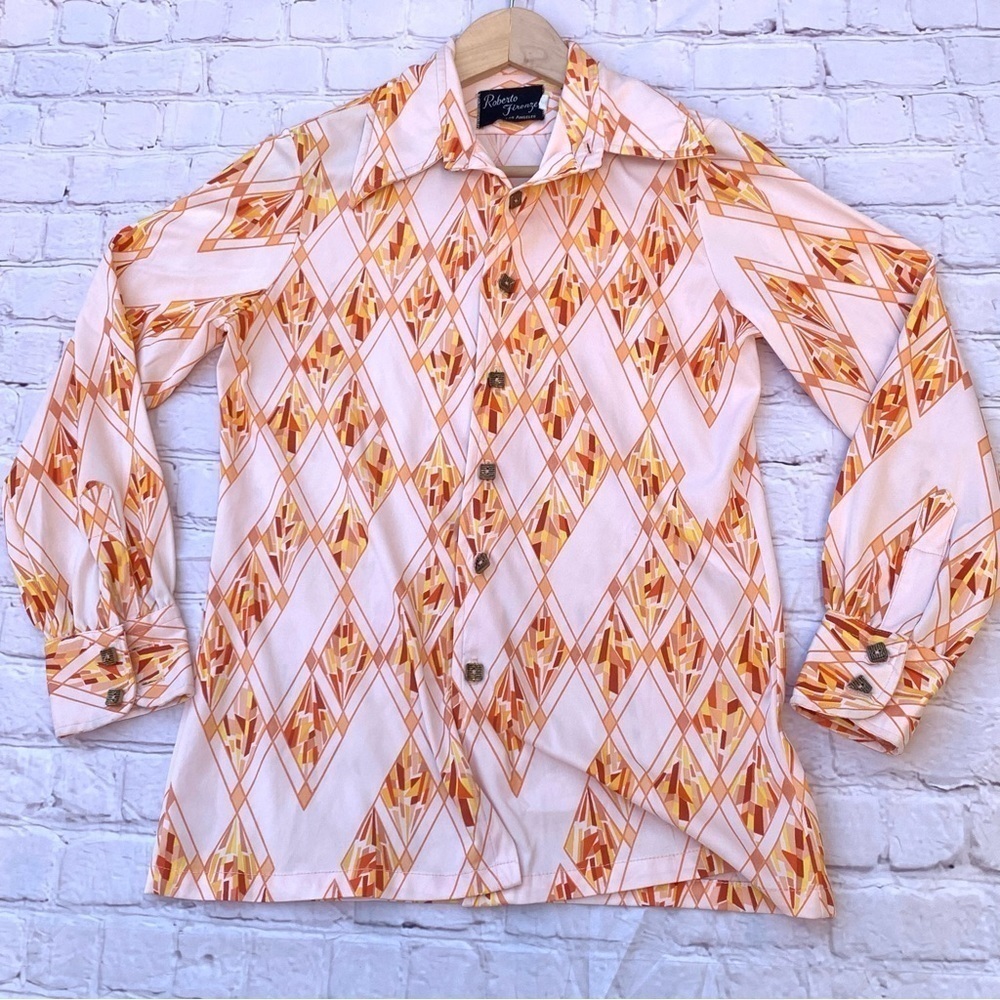Vintage 60s Roberto Firenze Pastel abstract Collar Top size 12